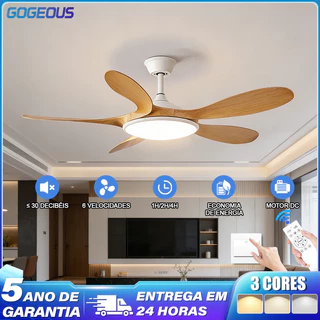 3 Cores 110V-220V Ventilador De Teto Com Luz LED Com Comtrole Remoto 72W 5 Folhas Silenciosa e Econômi em Oferta na Shopee