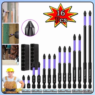 Conjunto de 16 peças antiderrapante tipo impacto magnético PH2 Bit chave de fenda ferramenta elétrica adequada