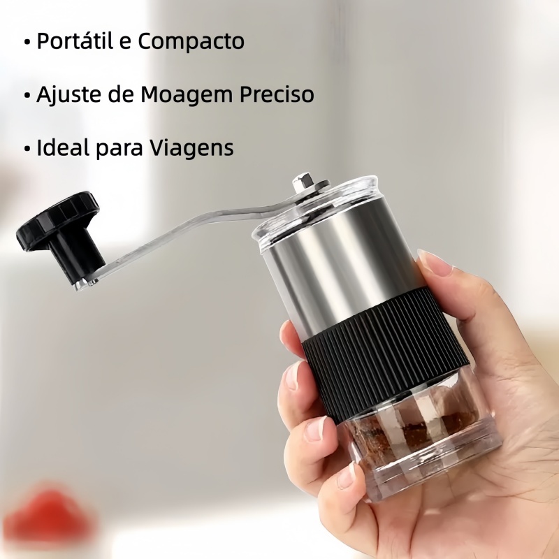 Moedor De Café Manual Em Aço Inox E Cerâmica Com Ajuste De M