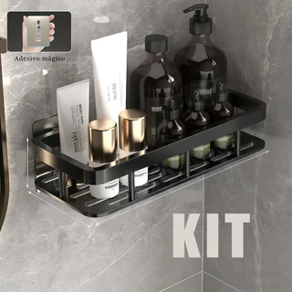 Suporte De Shampoo Organizador Alta qualidade Prateleiras De Banheiro Sem Furo Premium-Space Aluminium em Oferta na Shopee