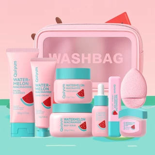 Kit De Cuidados Com A Pele Watermelon Hydrating Glow QUIYUM-Hidratante , Esfoliante , Iluminador Rotina Completa-Conjunt em Oferta na Shopee