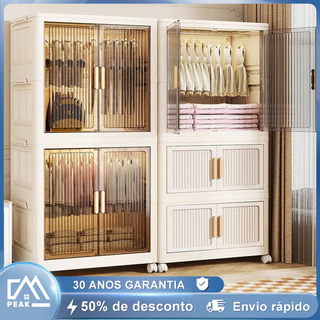 Guarda-roupa dobrável para quarto, grande capacidade, com rodas, portátil, móvel, porta magnética, combinação DIY, empil