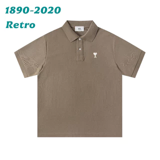 Estilo Retro Moda All-Match Camisa Clássico Amor Pequena Etiqueta Design Manga Curta Masculina