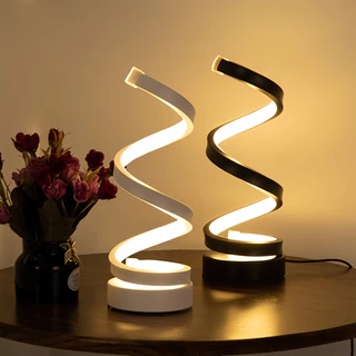 Abajur Moderno Quarto Luminária Noturna 3 Cores Em 1 Espiral Ajustável Luz Noturna para Cabeceira Carregamento USB