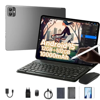 Tablet Pad 12 10000mAh + RAM 12GB+ ROM 512GB, Android 15 com capa protetora, 10.1 polegadas, câmera de 16 MP + 32 MP em Oferta na Shopee