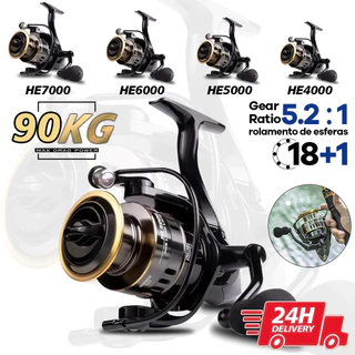Molinete De Pesca De Metal EVA HD1000-7000 Max Arraste 90kg Cana Em Água Salgada em Oferta na Shopee