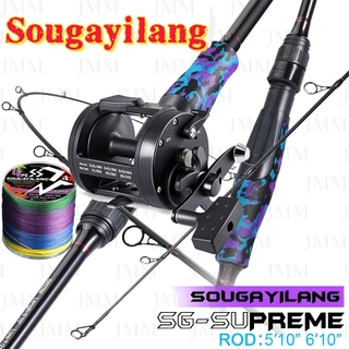 Sougayilang Conjunto De Vara De Pesca Poderosa, Fundição + Carretel De Tambor + Linha Forte, Combina Para Em Água Salg