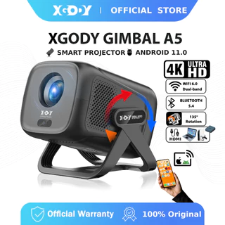 Projetor XGODY Gimbal A5 Para Telefone 4K Ultra HD 1080P TV 450ANSI Integrado YouTube/Netflix Android 11 em Oferta na Shopee