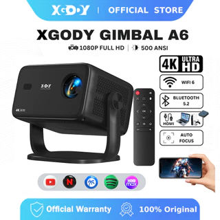 Projetor XGODY Gimbal A6 Foco Automático Nativo 1080P Suporte 4K Ultra HD 500ANSI 180 ° Android Giratório 11 em Oferta na Shopee
