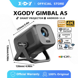 Projetor De Home Theater XGODY Gimbal A5 450ANSI 4K HD Nativo 1080P Android 11 Dual Band WiFi 6 BT 5.4