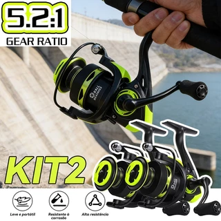 【Compre um, ganhe outro】Carretel De Pesca 90Kg 5.2 : 1 Giratório 1000/7000 Com Cabo EVA Escuro fruta verde. em Oferta na Shopee