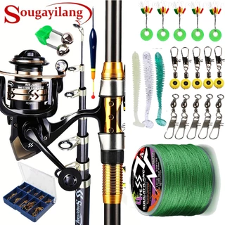 Sougayilang Vara De Pesca E Carretel De 2.1 M-3.6 Combo Marítima Telescópica Com Alça EVA Série 4000 Roda Giratória Isca