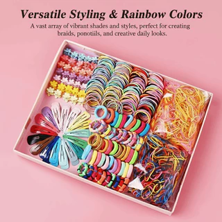 Conjunto De Gravata De Cabelo Colorida De 895 Peças Para Meninas | Acessórios De Arco De Unicórnio E Estrela , Ideais Pr em Oferta na Shopee