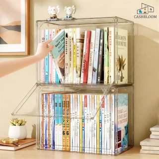 Caixa Organizadora de Livros Acrílico Grande Capacidade Transparente com Tampa Exibição Proteção Contra Poei em Oferta na Shopee