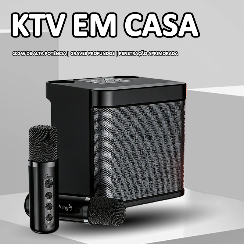 Alto-Falante Bluetooth para Karaokê e Festa Familiar 2 Microfones Portátil em Qualquer Lugar em Oferta na Shopee