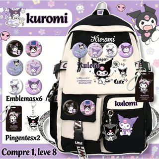 Bolsa escolar Kuromi menina desenho animado mochila fofa Sanrio de marca conjunta em Oferta na Shopee