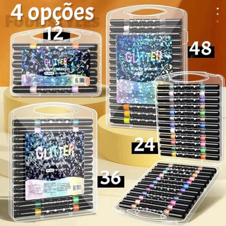 Caneta Marcadora acrílica Glitter Metalizada Ponta Dupla para Colorir Bob Good Brilhante 96 Cores em Oferta na Shopee
