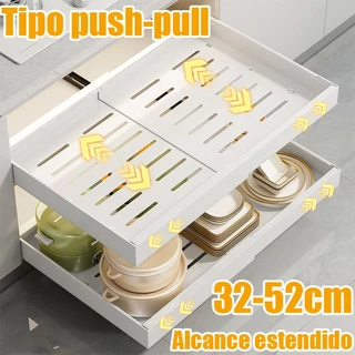 Prateleira de Armazenamento Deslizante para Cozinha Sem Perfuração, Cesta Sob a Pia, Organizador de Gaveta Deslizante em Oferta na Shopee