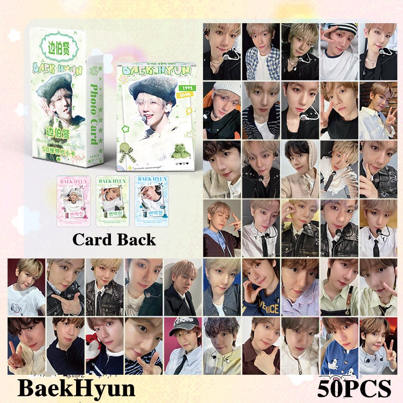 50pcs/box EXO BAEKHYUN Cartões Laser Fotográficos LOMO Card KPOP