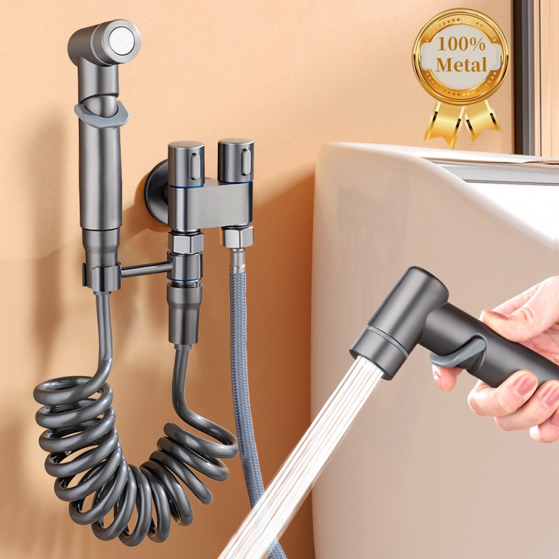 KIT BANHEIRO Ducha Higiênica Completa Aço inoxidável Duas Saídas De 1/2 Mm C/Registro Conjunto De Pu