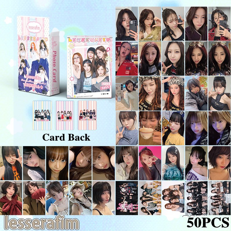 50 Pçs/Caixa Le sserafim Cartão Laser ChaeWon Eunchae Kazuha
