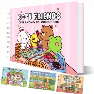 Livro De Colorir Infantil Cozy Friends Capa Dura 50 Folhas com Acetato Caderno de Coloring Book em Oferta na Shopee