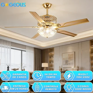 Luz Ventilador 3 Cores LED Controle Remoto Bivolt 110 220V Para Apartamento em Oferta na Shopee
