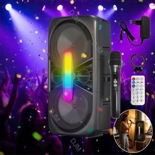 800W Caixa de Som  Grande Alto Falante Led RGB Microfone Karaokê Amplificado TWS Entrada Aux Micro SD em Oferta na Shopee