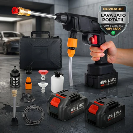 Lavadora A Jato De Alta Pressão Portátil Recarregável Preto 127/220v 50/60
