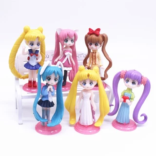6 Pçs/Set 7.5 Cm Dos Desenhos Animados Anime Sailor Moon Tsukino Usagi Mizuno Ami Hino Rei Kino Makoto Aino Minako Q Ver em Oferta na Shopee