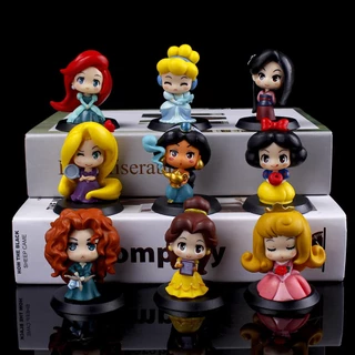 9 Pçs/Set Dos Desenhos Animados Anime Q Versão Princesa Branca De Neve Ariel Aurora Bella Emaranhado Mulan Jasmine Cinde em Oferta na Shopee