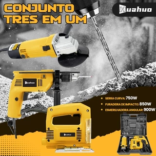 Kit Maquita 3 Em 1 Broca De Impacto 850W Lixadeira 870W Jigsaw 750W Estojo De Transporte em Oferta na Shopee