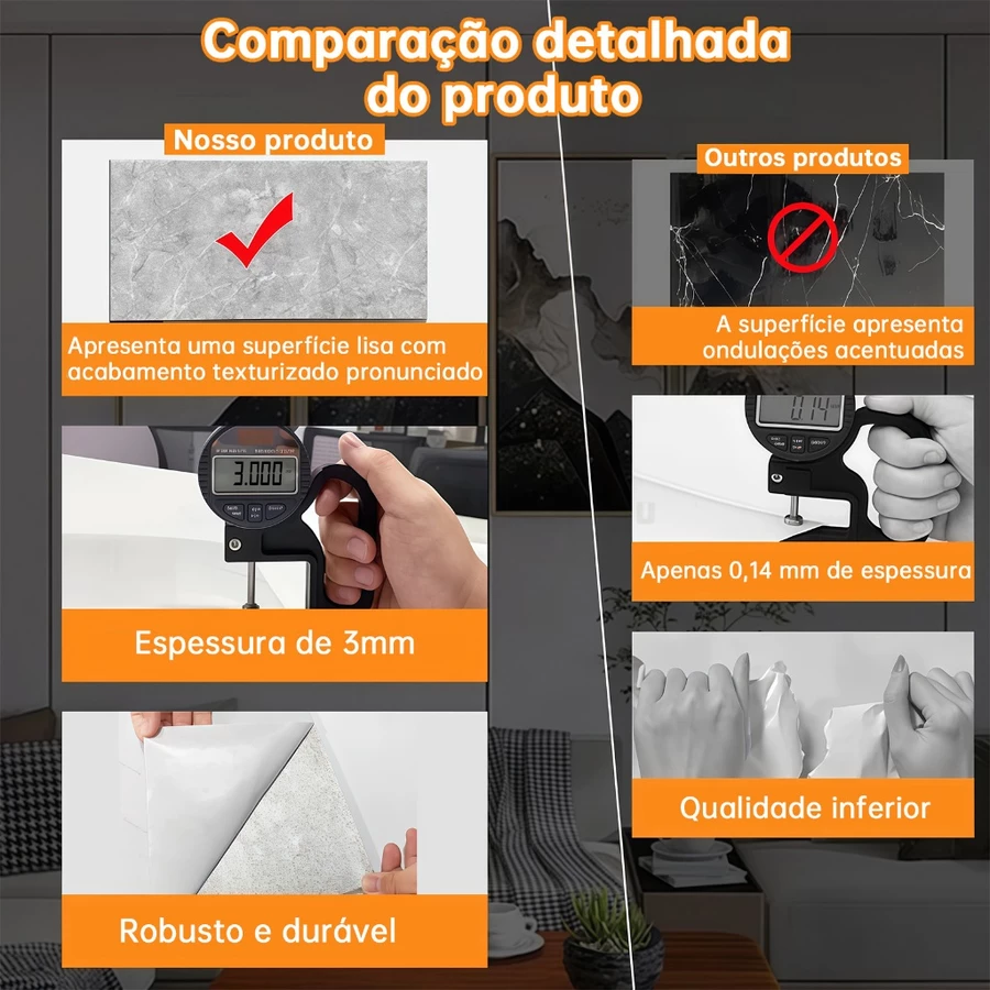 KIT 50/30/20 Adesivos de Parede 60CMx30CM Revestimento em Mármore Placas Adesivas Banheiro Cozinha Lavabo Cerâmica — foto 3 de 3