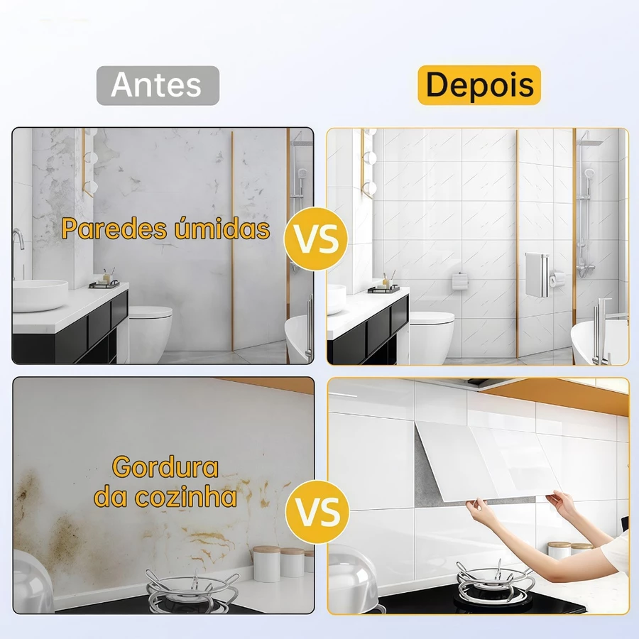 KIT 50/30/20 Adesivos de Parede 60CMx30CM Revestimento em Mármore Placas Adesivas Banheiro Cozinha Lavabo Cerâmica — foto 2 de 3