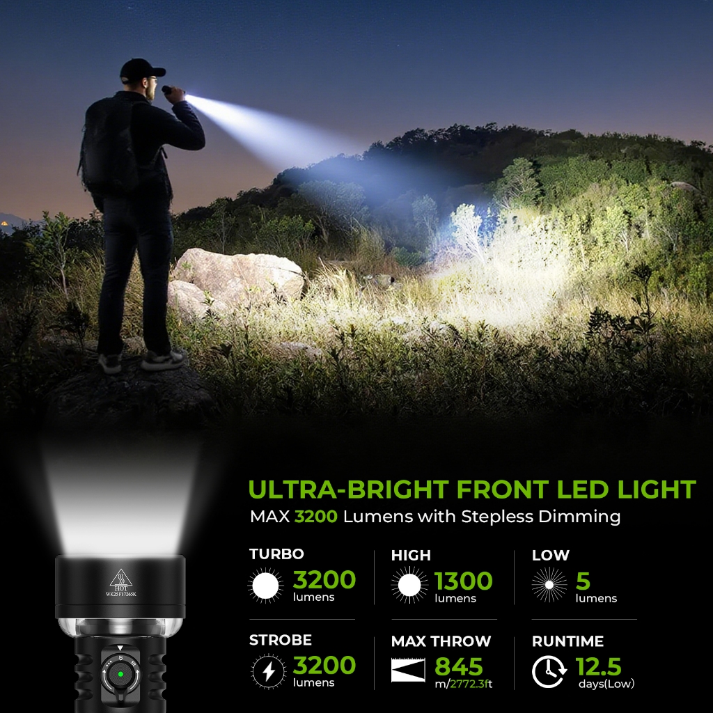 Wurkkos TS27 3200lm 360 ° LIGHTING-Área 845m RGB/Atmosfera