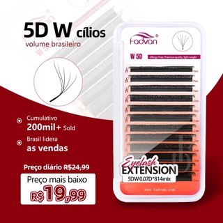 Fadvan 5D W Extensões De Cílios Em Forma De 0.07 C/D Faux Mink Natural Lashes Profissionais