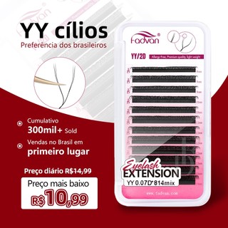 FADVAN Cílios Volume Formato YY 0,05 0,07 C D L M 6-15MM Olhos de Raposa Cílios Brasileiras
