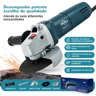 Kit Esmerilhadeira Angular Profissional Bivolt 110V/220V Multifunção para Corte Lixagem e Polimento em Oficina e Casa