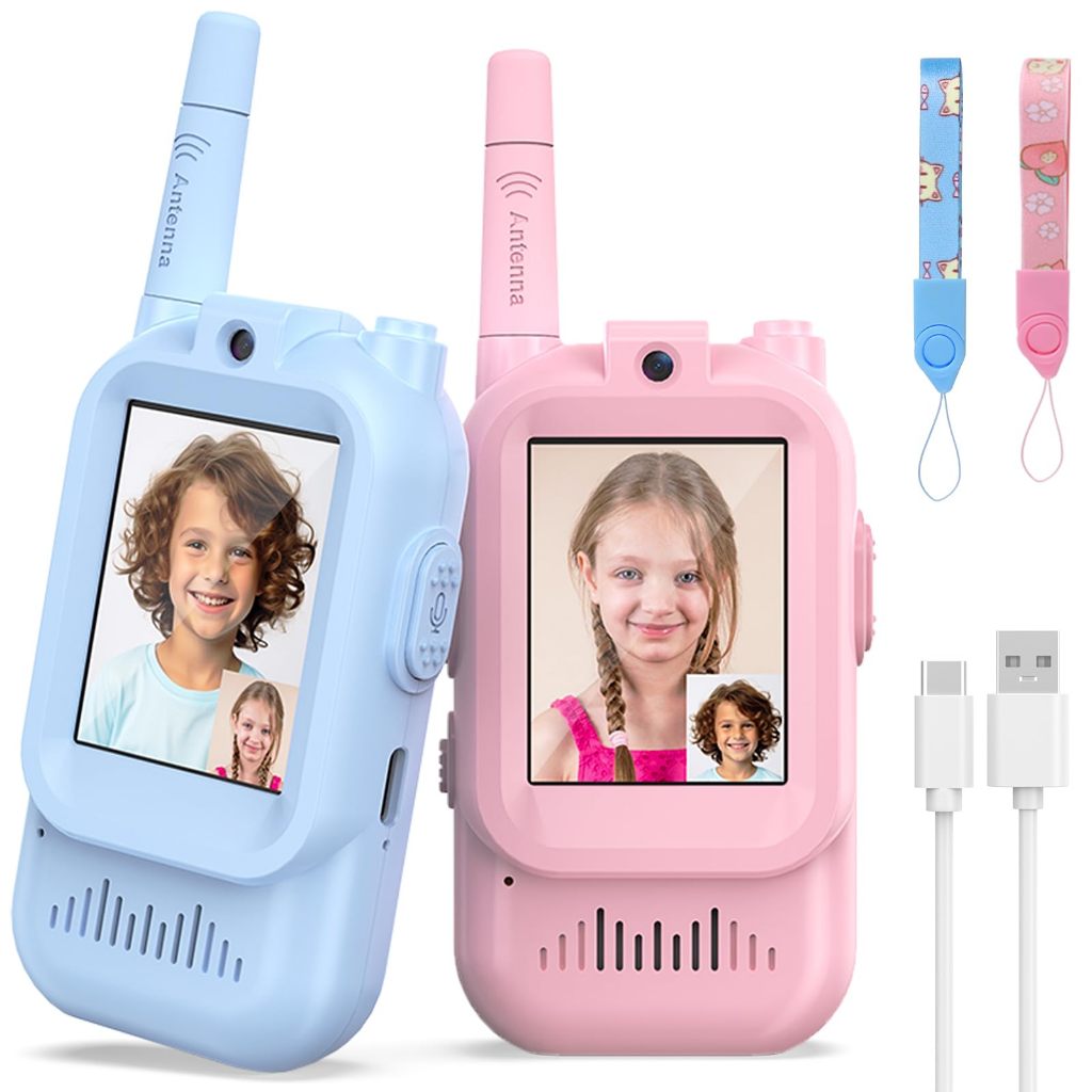 Walkie-Talkie de vídeo infantil | Comunicação sem fio | Display LCD | 3 ...