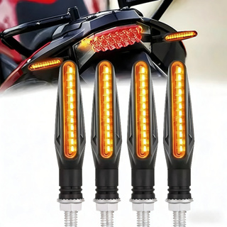 Kit 2/4 Peças Pisca Palito Slim De Seta Led Sequencial Esportiva Para Moto Amarelo Universal 12V