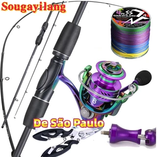 Conjunto De Pesca Sougayilang 5.0: 1 Fiação De Carretel UL Completo De Vara De Carbono