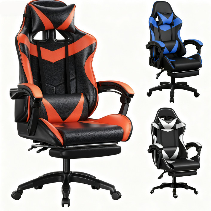 Cadeira Gamer Ergonômica Profissional Reclinável com Apoio para Pés e Altura Ajustável para Escritório e Casa