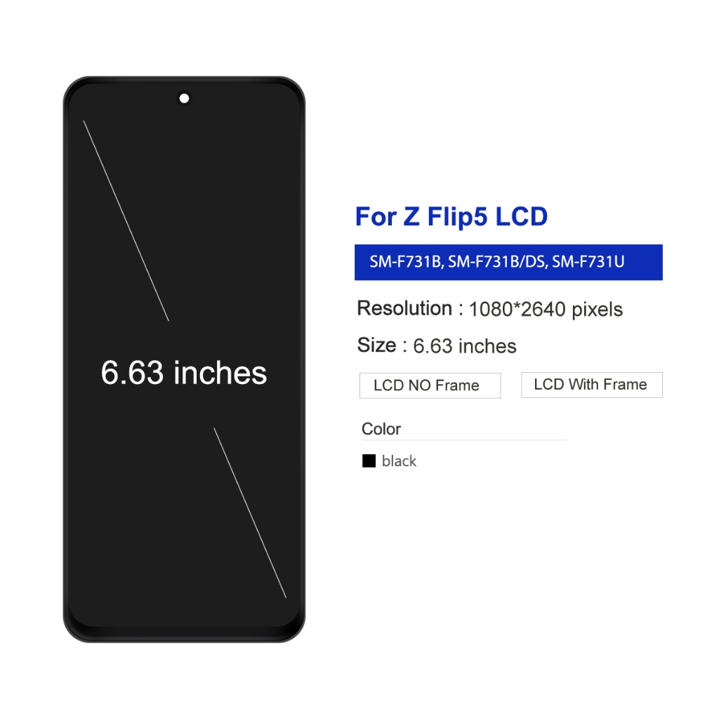 Material TFT-Não Dobrável Para Samsung Galaxy Z Flip5 Display LCD