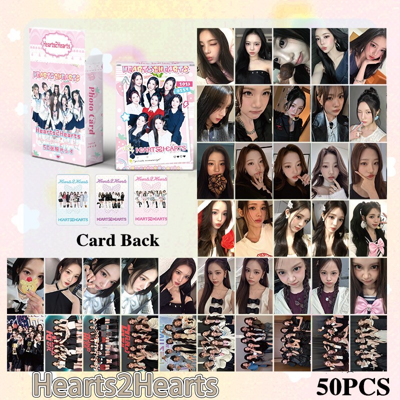 50 Pçs/Caixa Hearts2Hearts H2H Cartão Laser Photocard Holograma