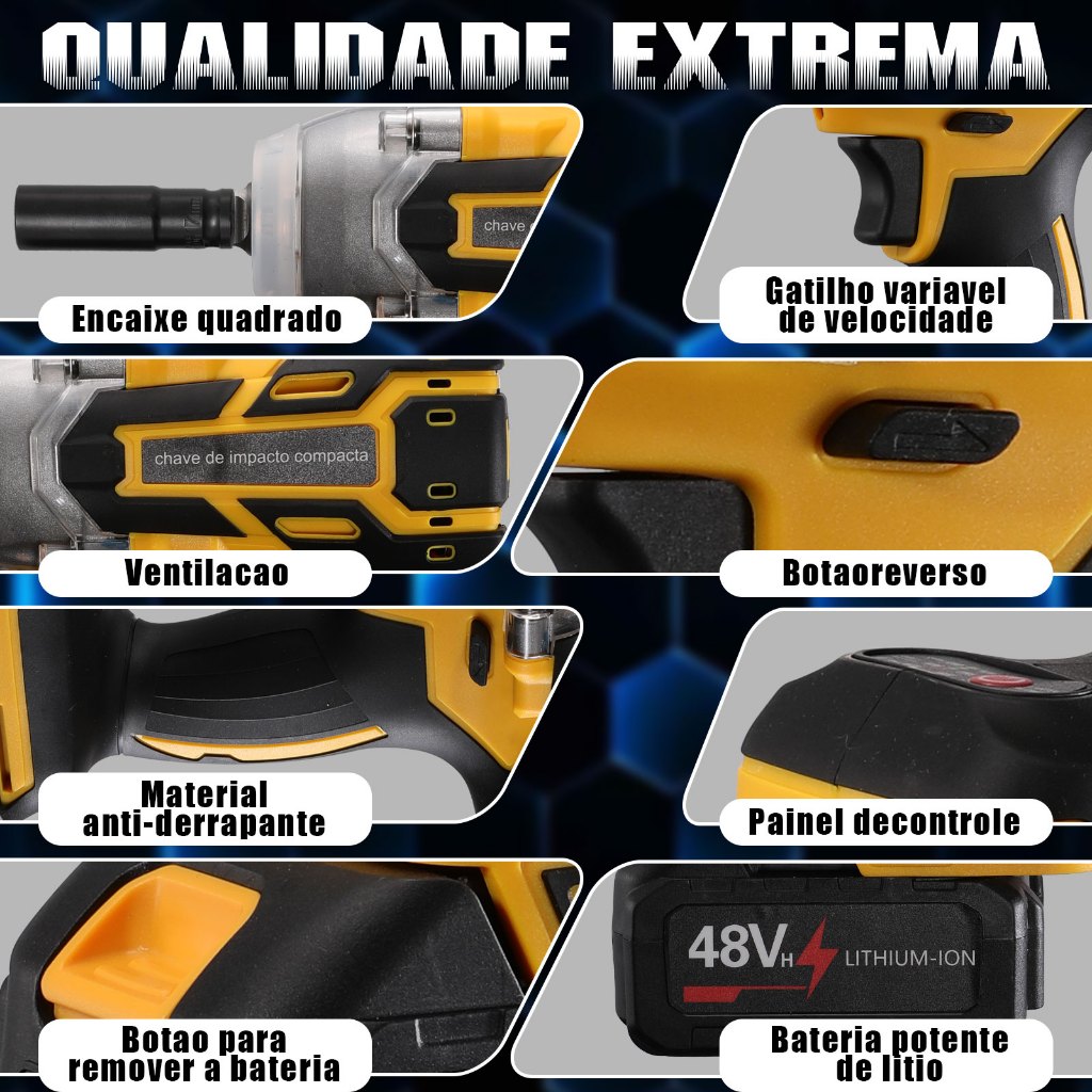 Conjunto Completo 3 Em 1 : Chave De Impacto Sem Fio 48V , Inclui