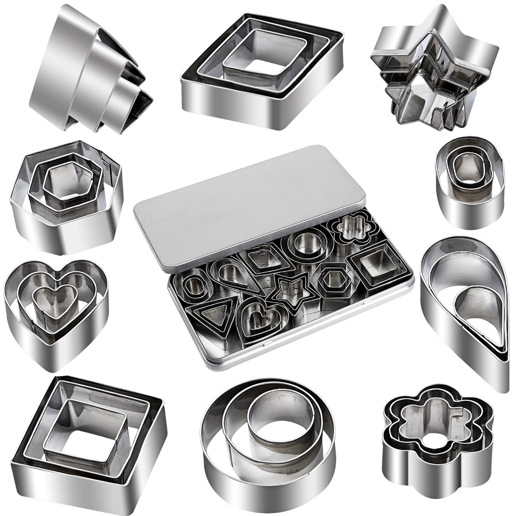 Kit 30 Cortadores de Biscoito Aço Inox Formas Variadas Molde