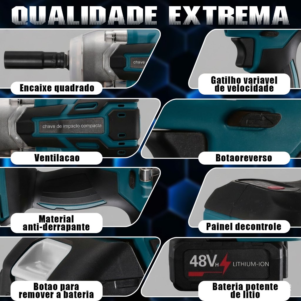 Conjunto Completo 3 Em 1 : Chave De Impacto Sem Fio 48V , Inclui