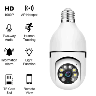 360 ° Câmera IP Wi-Fi Sem Fio Rotativa Com Soquete De Lâmpada, PTZ, full HD, Visão Noturna, Segurança