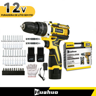 Parafusadeira Furadeira 12V 2 Baterias Com Maleta e Acessórios Completo