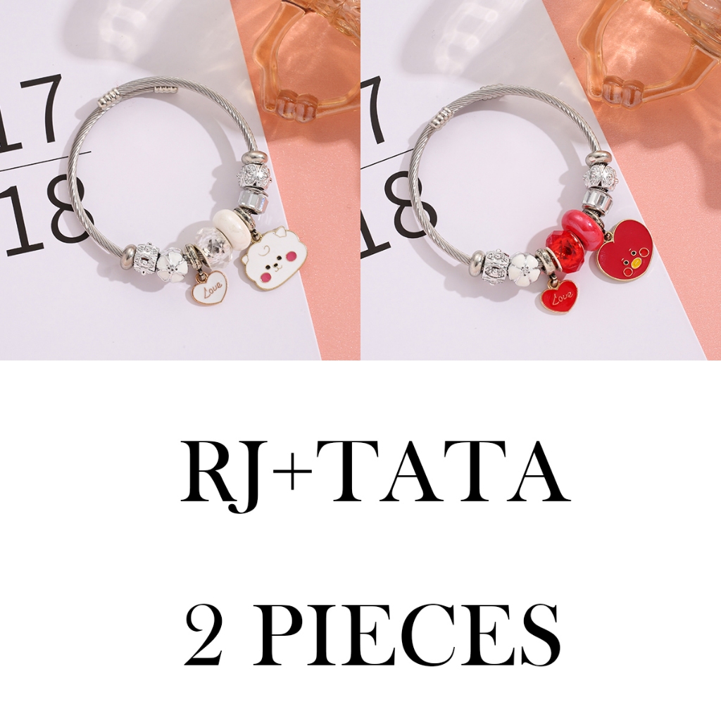 XiaoboACC Korean Fashion BTS BT21 Cartoon Beads Pulseiras De